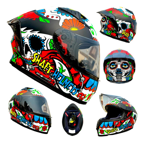 Casco Para Moto Shaft Catrina Rojo Certificacion Ece