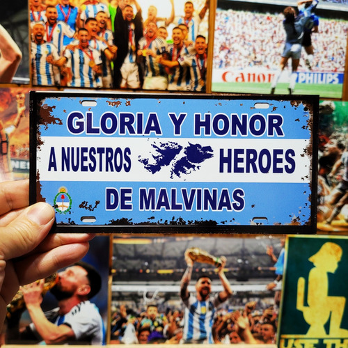 Cartel Chapa Heros De Malvinas Argentinas Apto Exterior