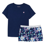 Pijama Remera Short Azul Marino Flor S M L Victoria's Secret