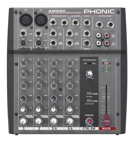 Mixer Phonic Am220 2 Canales Mono - 2 Canales Estéreo