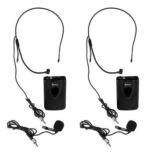 Sistema De 2 Micrófonos Inalámbricos Vhf, De Solapa Y Nuca