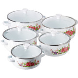 Set De 5 Ollas Tapa Cristal Porcelanadizado Hot Spot Vintage