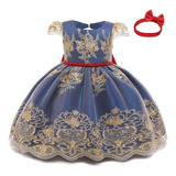 Vestido Elegante Fiesta Princesa Bebe Niña Azul 