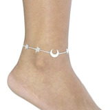 Linda Pulsera De Plata De Ley 925 Estrella Luna B306