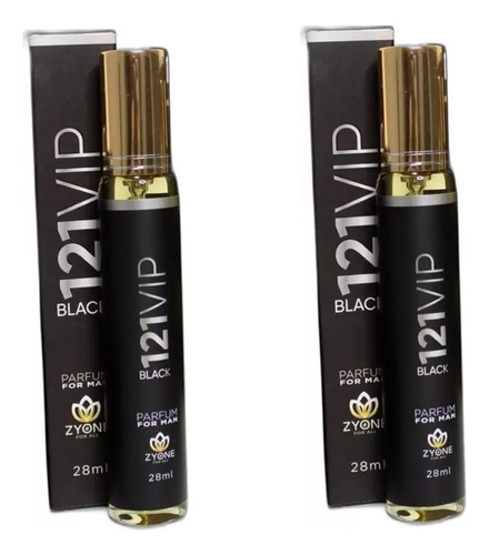 2 Perfumes Masculino Zyone 121 Vip Black 28ml - Alta Fixação