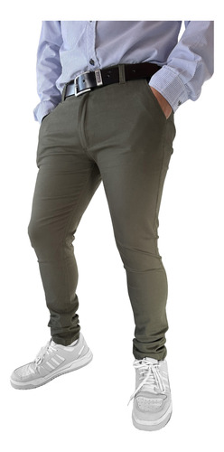 Pantalon Corte Chino Hombre Gabardina Importada Elastizada