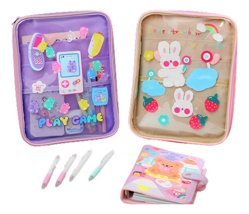 Bolso Funda Organizador Kawaii Para iPad Lapices Colores