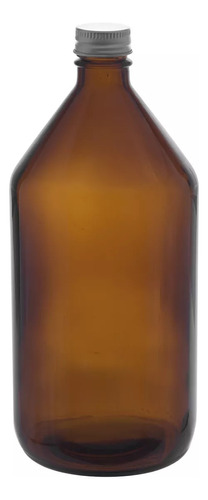 Botella De Vidrio Ambar 1 Litro Con Tapa Pack X 3 U