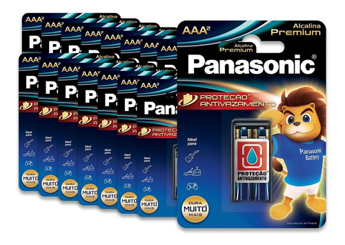 32 Pilhas Alcalinas Premium Panasonic Palito Aaa (16 Ct)