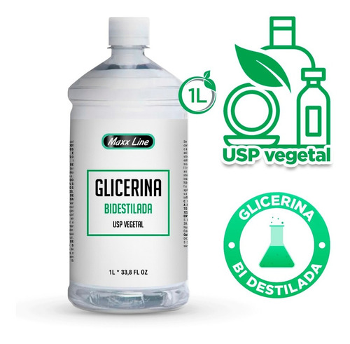 1 Litros Glicerina Bidestilada Usp Vegetal + Laudo E Nf