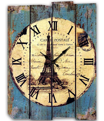 Reloj De Pared Rústico Vintage Paris