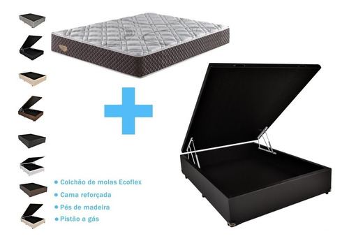 Cama Box Baú Viúva + Colchão Molas Ecoflex  1.20 X 1.98