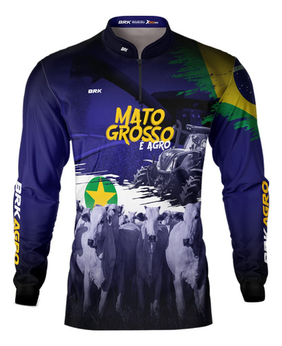 Camisa Agro Brk Mato Grosso É Agro Fazenda Pecuária Uv50+