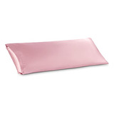 Funda De Almohada Corporal De Saten Sedoso Color Rosa