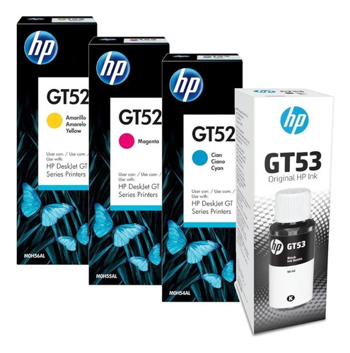 Combo X4 Tinta Hp Gt53 Gt52 Original Gt5820 5820 Sist Cont