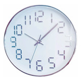 Relógio De Parede Redondo Analógico 30cm Prata Sala, Cozinha