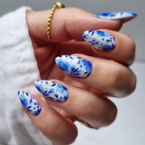 Uñas Postizas Con Estampado De Almendras, Uñas De Manicura D