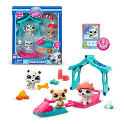 Kit De Juego Littlest Pet Shop Día De Nieve Bandai Lavanda