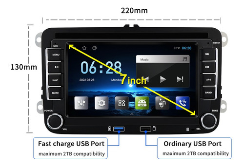 Autoestereo  Vw Android 11, 4 Gb Ram Y 64 Rom