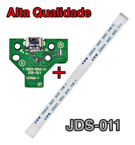 Placa Usb Carga Controle Ps4 Jds 011 + Cabo Flat 12 Vias