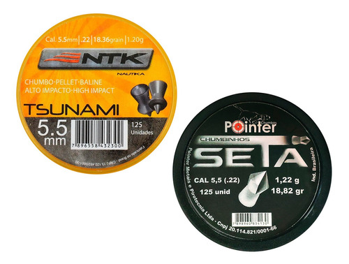 Kit Balas 5.5mm .22 Tipo De Fogo 02cx Tsunami E Seta Philips