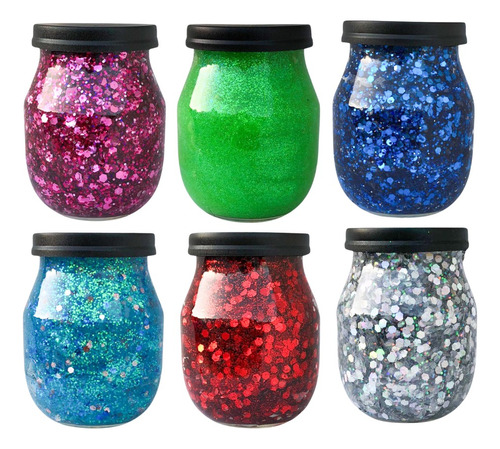 Combo Glitter Bar Party Gel Brillo X6 Frascos Grandes Color