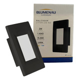 Balizador Parede Preto Escada Led 2w 4x2 Branco Quente 3000k