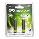 Pack 2 Pilas Recargables Aaa Macrotel 1000mha / Tecnocenter