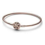 Brazalete Pandora Moments Broche Copo Nieve Recub. Oro Rosa