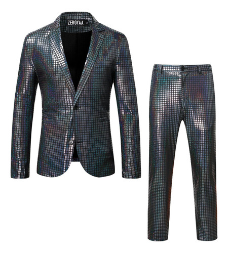 Men's 70s Disco Suits Metallic Shiny Sequin Outfits Blazer