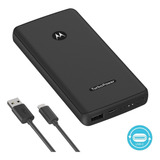 Motorola Turbopower Bank 10,000 Mah Cable Usb-ac Carga Turbo Color Negro