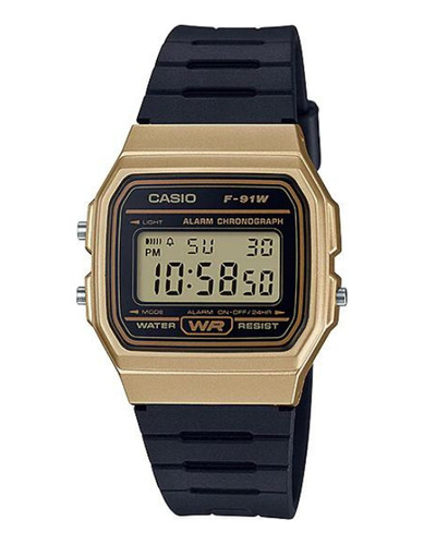 Relógio Casio Unissex Vintage F-91wm 9adf Dourado Digital