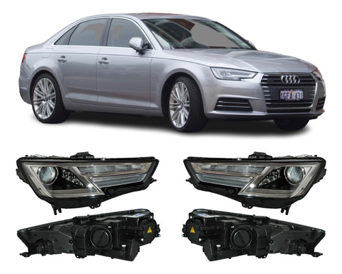 Juego Par Faro Audi A4 2017 2018 P/xenon C/ Luz De Dia