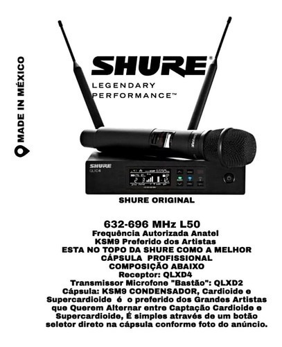 Microfone Shure Qlxd4 Ksm9 Hs Digital México Com Nota