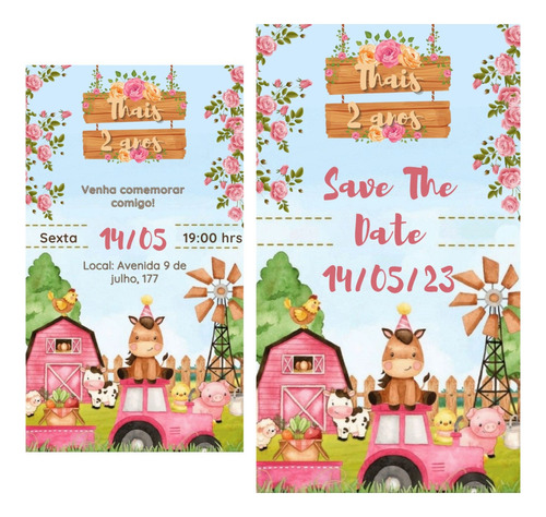 Convite Digital Infantil + Save The Date Temas Variados T13