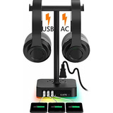 Soporte Para Auriculares Doble Rgb Con Cargador Usb C E...