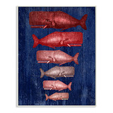 Stupell Home D Cor Whale Family Placa De Pared Roja Sobre Az