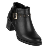 Botin Formal Tacon Mujer Negro Piel Stfashion 21003902