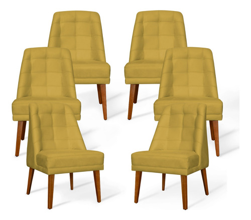 Kit 6 Cadeiras De Jantar Paris Suede Amarelo - Meular Decor
