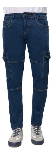 Jeans Skinny Cargo Azul Hombre Fashion's Park