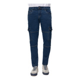 Jeans Skinny Cargo Azul Hombre Fashion's Park