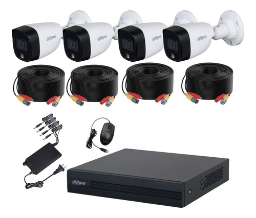 Dahua Kit De Video Vigilancia 4 Cámaras 2 Mp Full Color Con Accesorios Incluidos Circuito Cerrado Con Detección De Movimiento Y Cámaras De Seguridad Alta Resolución