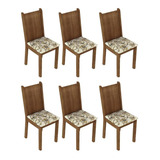 Kit 6 Cadeiras 4290 Madesa - Rustic/lírio Bege Cor Da Estrutura Da Cadeira Rustic Cor Do Assento Lírio Bege Desenho Do Tecido Lírio Bege