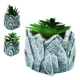 Planta Artificial Suculenta Com Vaso De Cimento 8,5x7,5x7cm
