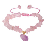 Chip Reiki   Pulsera De Cristal De Cuarzo Rosa Con Amatista