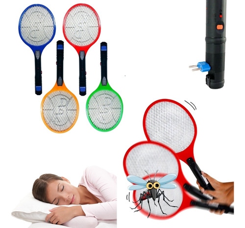 Raquete Elétrica Mosquitos Pernilongos Recarregável Bi Volt