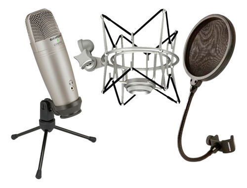 Kit Microfono Samson Condenser Usb Con Antipop Y Shockmount