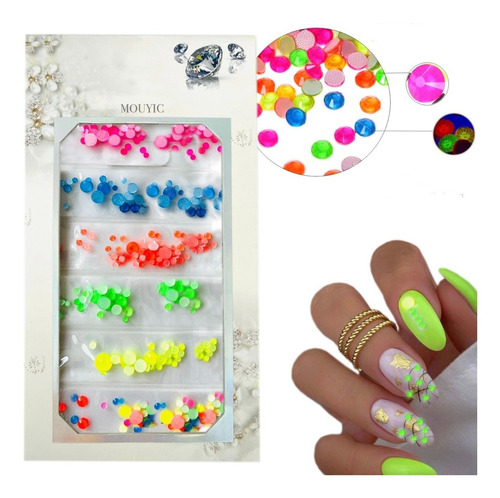 Cristal Neon Glow In The Dark Brilla En Obscuridad Uñas Cel