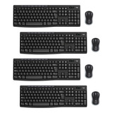 Kit 4 Teclado Mouse Sem Fio Logitech Mk270 Usb Abnt2 Preto