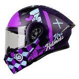 Casco Abatible Hro 3420dv Hybrir Azul/morado Certificado Dot